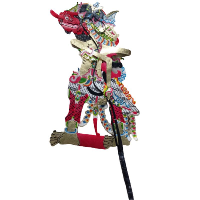 KERAJINAN MINIATUR WAYANG KULIT BUTO RAKSASA DURSASANA KIDANGAN BAHAN KULIT SAPI 30x14 cm