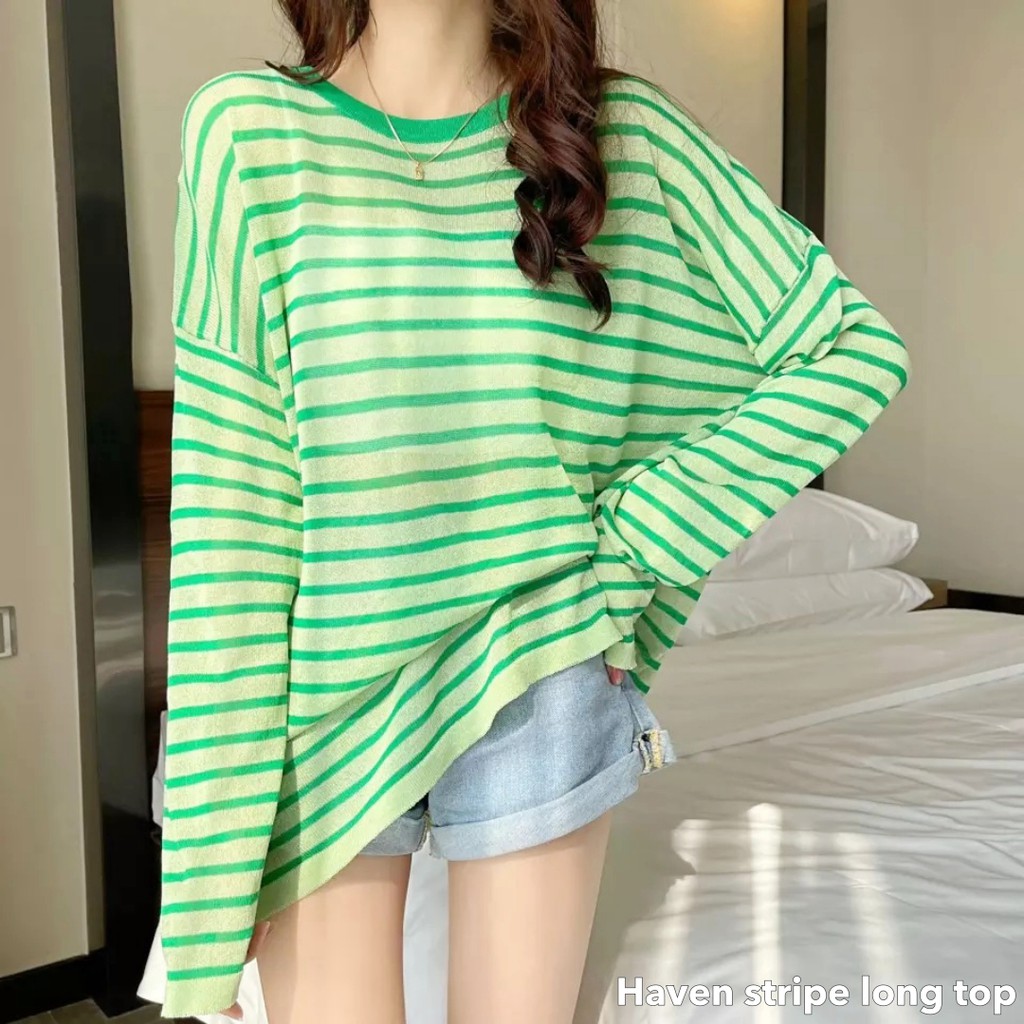 Haven stripe long top -Thejanclothes