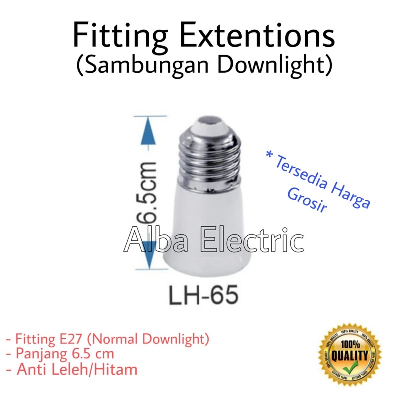 Fitting Lampu Sambungan Downlight E27 6,5cm Downlight Sambungan Fitting Lampu Downlight E27 65mm Sambung Fitting Extension E27 65mm