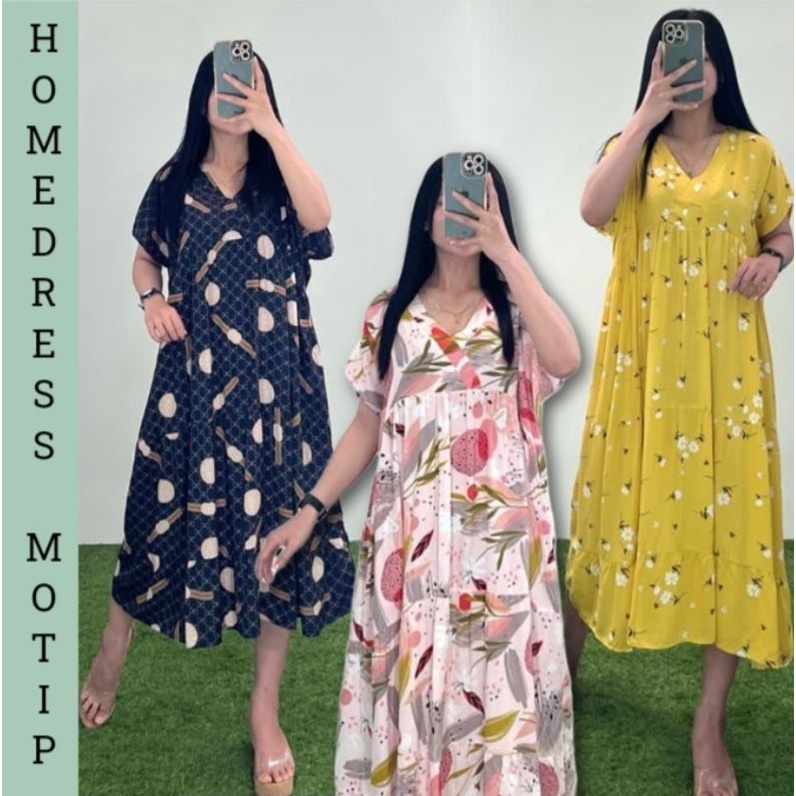 COD Daster Dress Rayon Jumbo kekinian Selutut / Daster Viral / Dress Susun Pendek Rempel / Homewear 