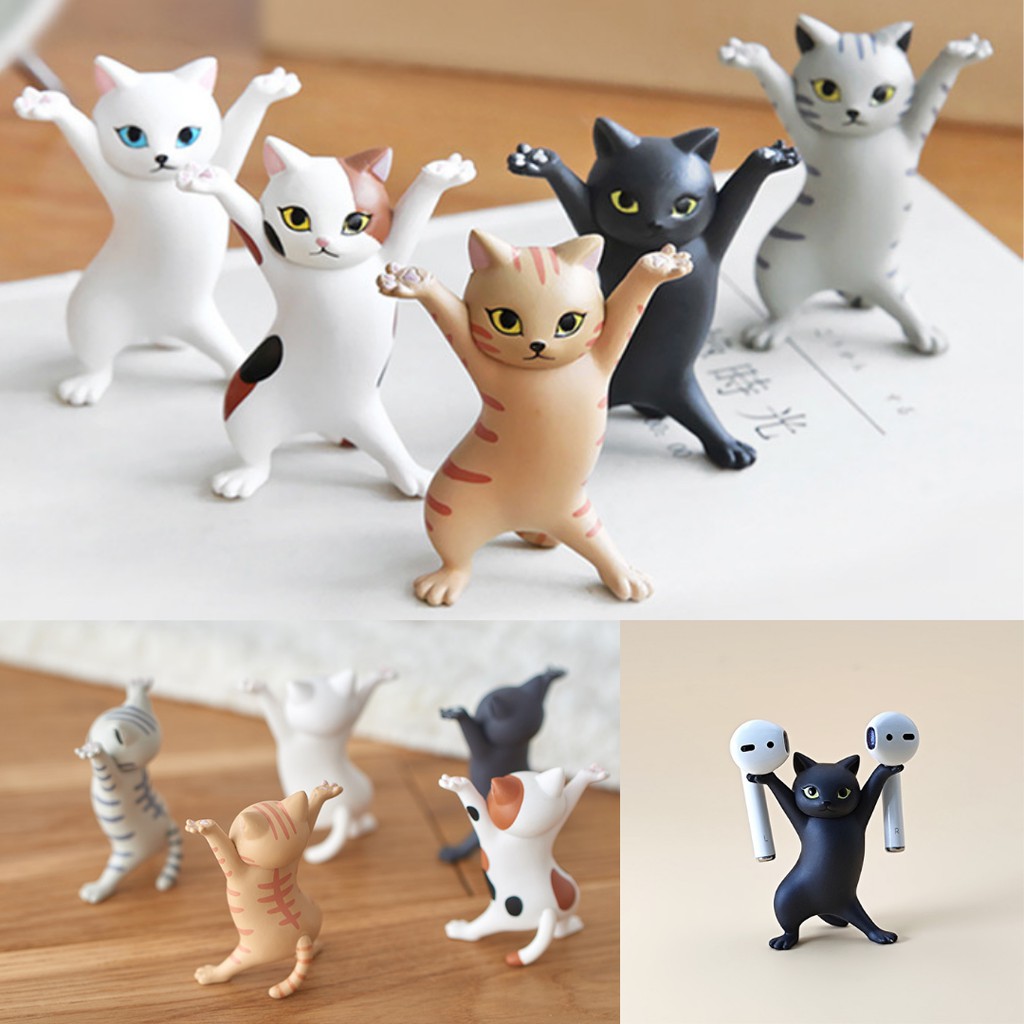 Dancing Cat Pen Holders Decoration Props Mobile Phone Airpods Necklace Aksesoris Tempat Alat Tulis