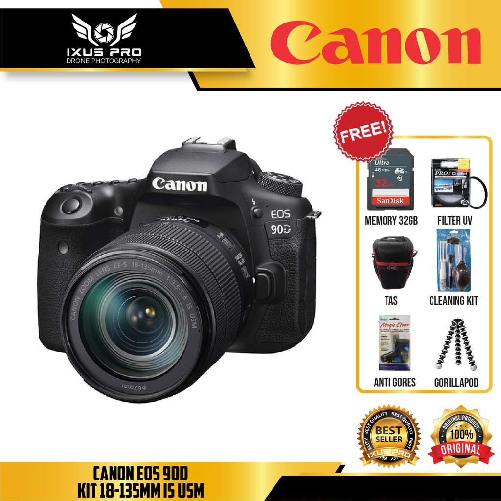 Canon EOS 90D Kit 18-135MM IS USM Paket Komplit