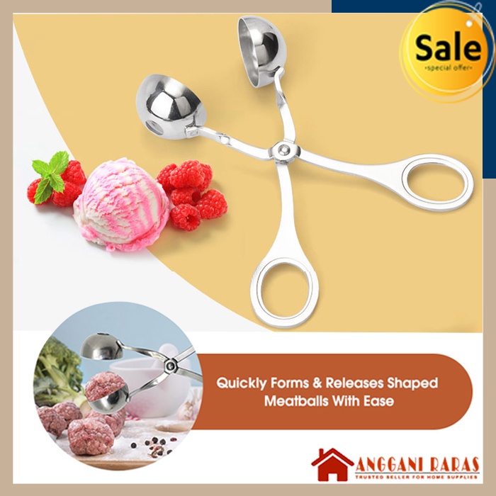 Cetakan Bakso Stainless Meatball Spoon Scoop Gunting Sendok Pembuat Bakso Sendok Es Krim