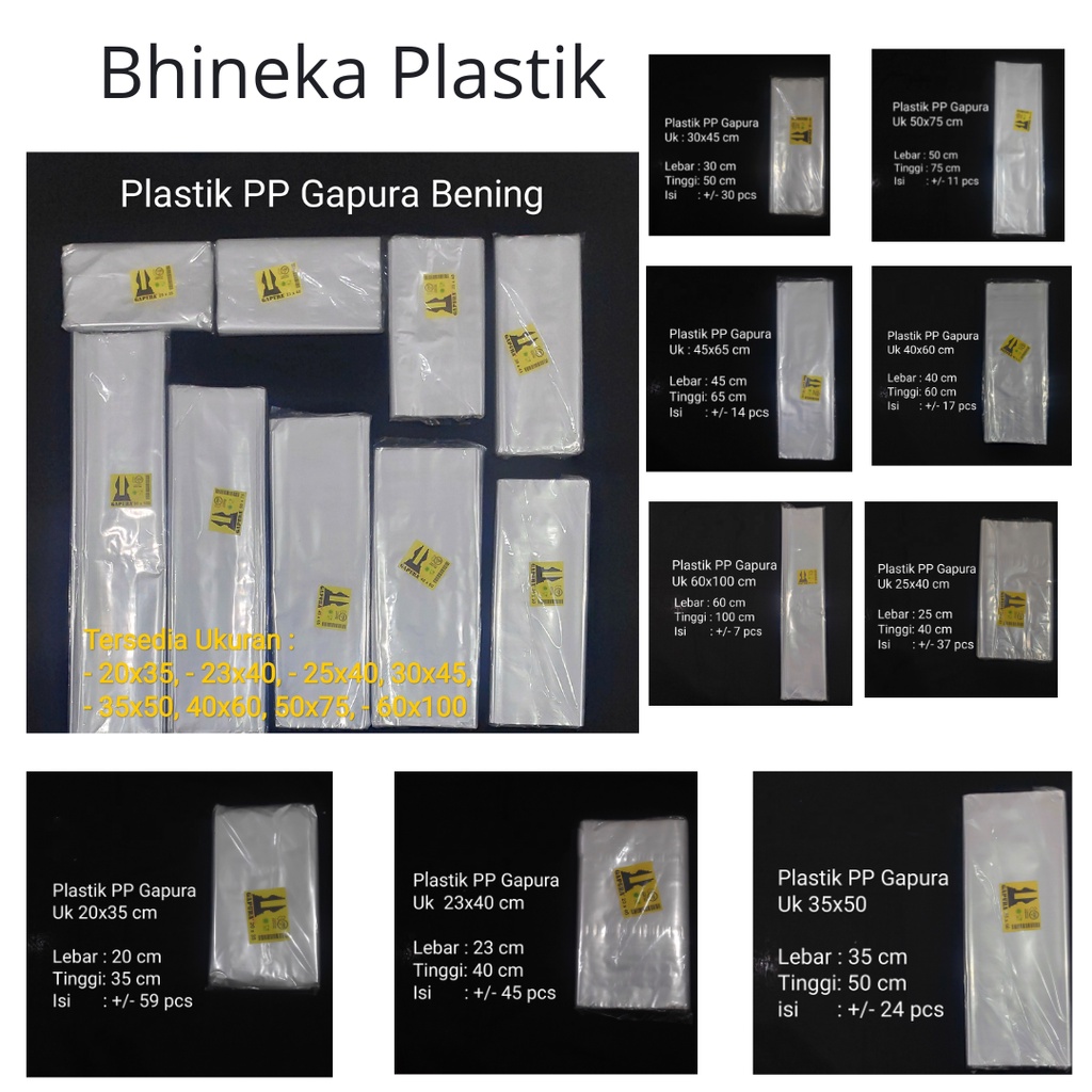 Plastik PP Bening (isi 4bks), Plastik Landry / Loundry, Plastik Baju Bening