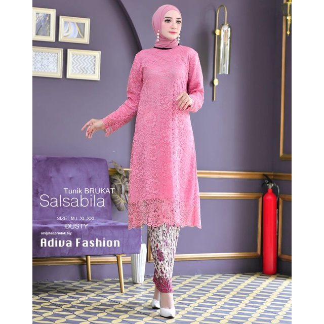 Permata Olshop / Kebaya Tunik Brukat Salsabila AV / Tunik Kondangan / Kebaya Tunik / Kebaya Brokat / Baju Kurung / Baju Kebaya Modern