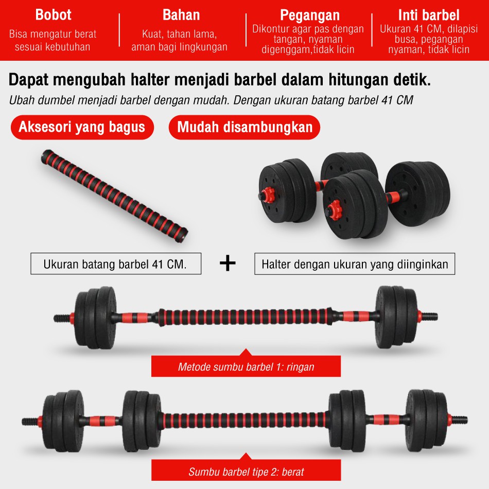 BG SPORT Dumbbell Set 20Kg PVC Alat Olahraga Fitness-3