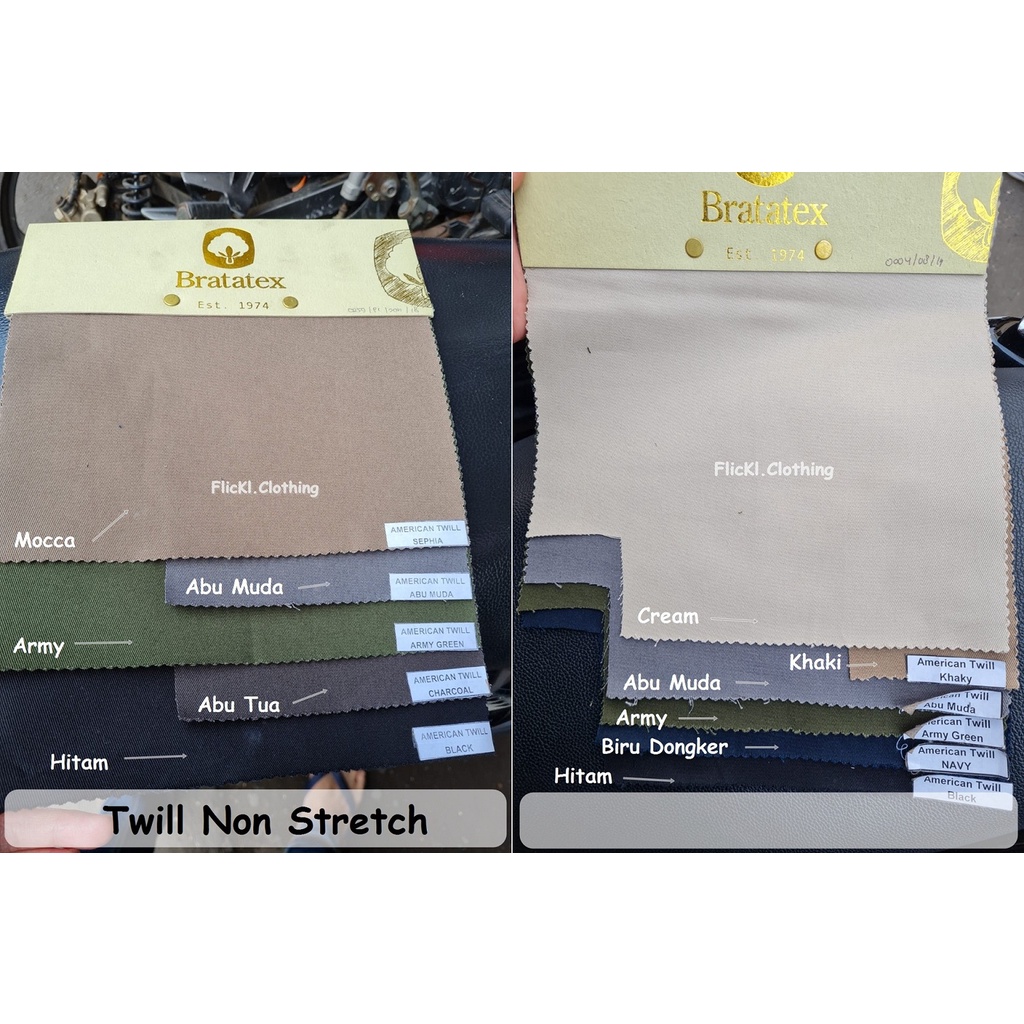 Bahan Kain Twill Non Stretch Twill 2010 Tidak Melar Katun Chino Non Stretch 20-10 Topi Bratatex