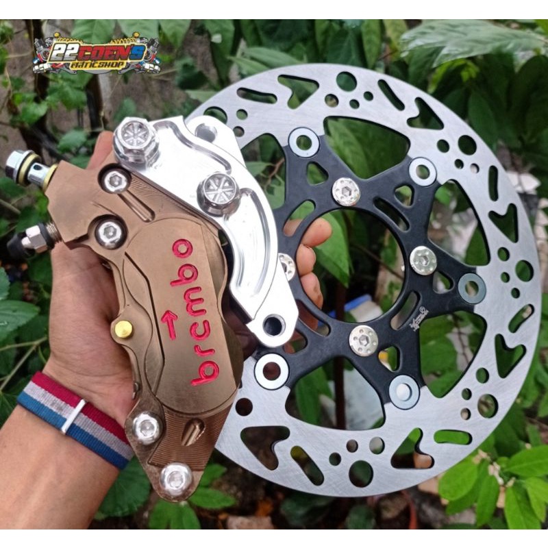 paketan depan Brembo 4p big pot axial disc 220mm PNP Shock standar MIO
