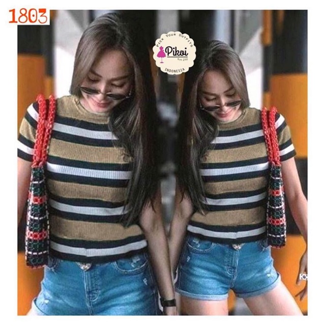 Kaos rajut import / kaos rajut hitam / kaus putih cewek / baju rajut cewek polos / atasan rajut 1803