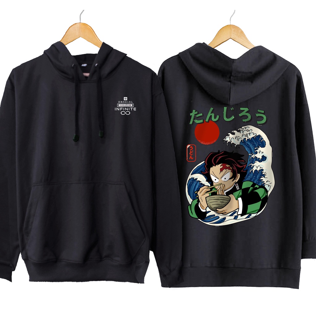 Jaket hoodie jumper infinite anime TANJIRO RAMEN - DEMON SLAYER 100% cotton fleece