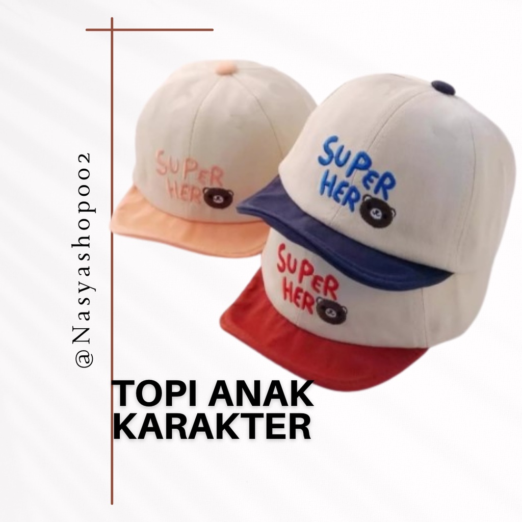 Topi Anak Super Hero Topi Laki Laki Perempuan 0-3 Tahun Topi Murah Topi Bayi Lucu Topi Kids Topi Bas