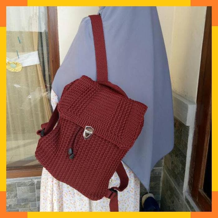 BY ELGHEERA Tas Rajut Gendong Polos / Tas Gendong