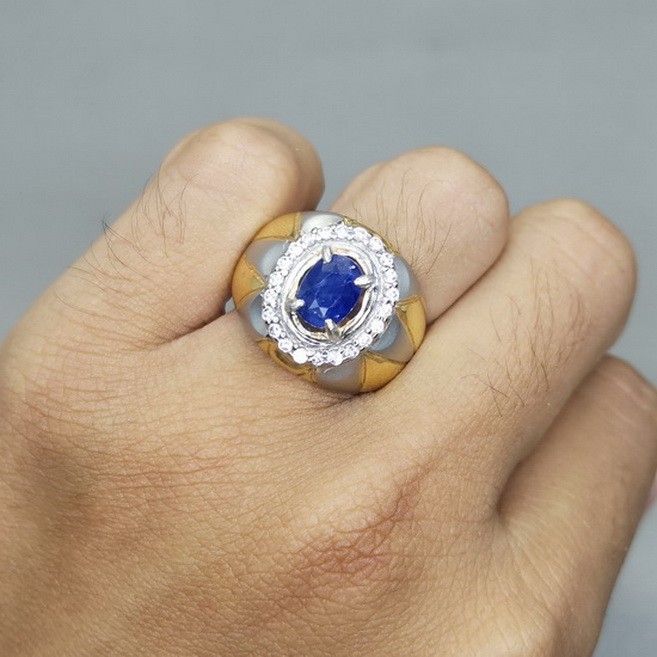 Batu Cincin Permata Asli Blue Safir Ceylon