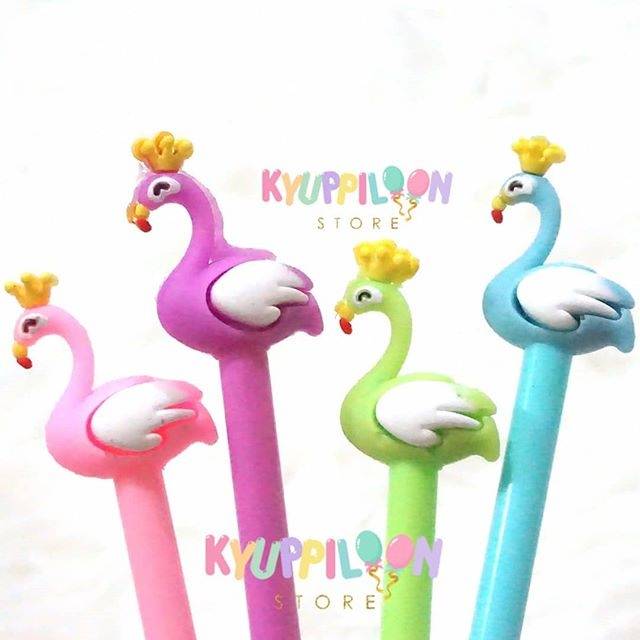 

1Lusin Gel Pen Flamingo Mahkota / Gel Pen Karakter / Gel Pen Lucu / TERMURAH