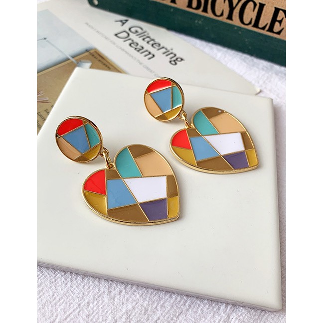 LRC Anting Tusuk Fashion Color Alloy Love Color Colored Earrings F55675