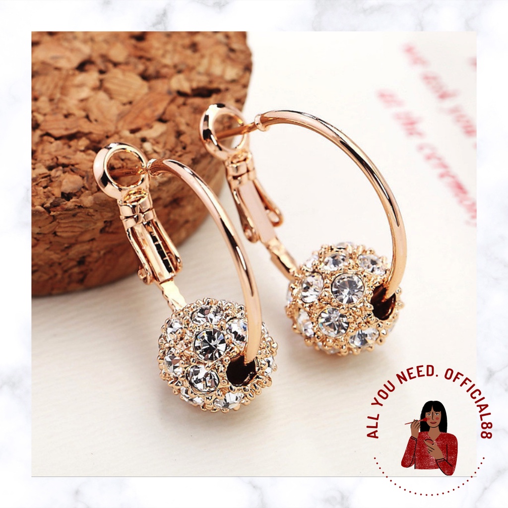 ✿AYN✿      Anting Gaya Vintage Wanita | Anting Hoop Geometris Hias Warna-Warni