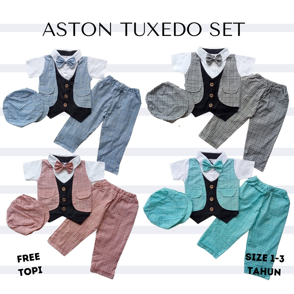 setelan tuxedo jas anak fashion bayi laki2 1-3 TAHUN fashion ANDREW KENNETH ashton JOHN tuxedo set celana panjang anak 1 - 2 tahun  set