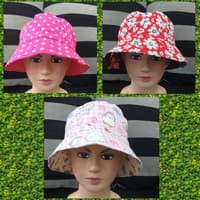 Topi Bucket Motif Bolak Balik/Topi Berkebun Balita Anak/Topi Pantai