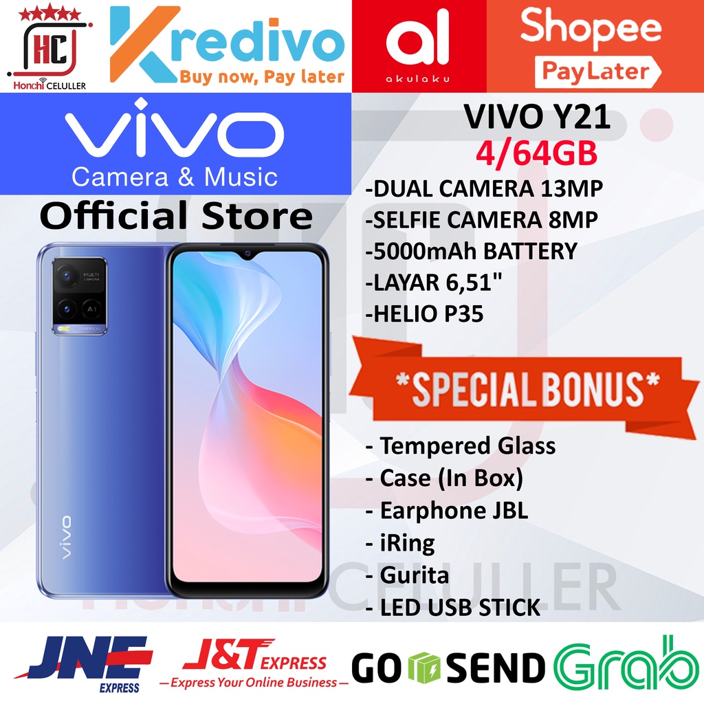 VIVO Y21 4GB 64GB 4/64GB RAM 4GB ROM 64GB GARANSI RESMI VIVO INDONESIA