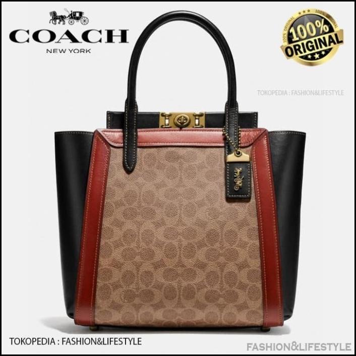 Bag Canvas - (100% Original) Tas Coach Troupe Tote Bag In Signature Canvas Original