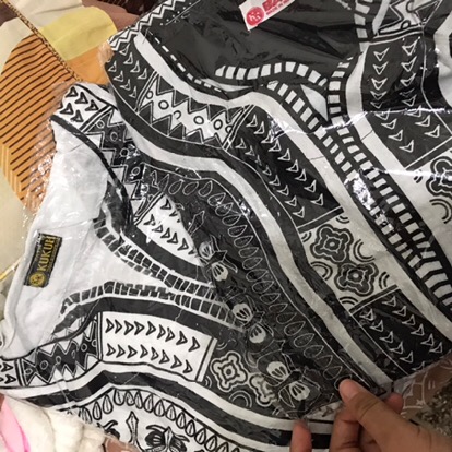 Sale  Atasan Unisex Baju Bali Motif Dashiki Hitam Putih Realpict