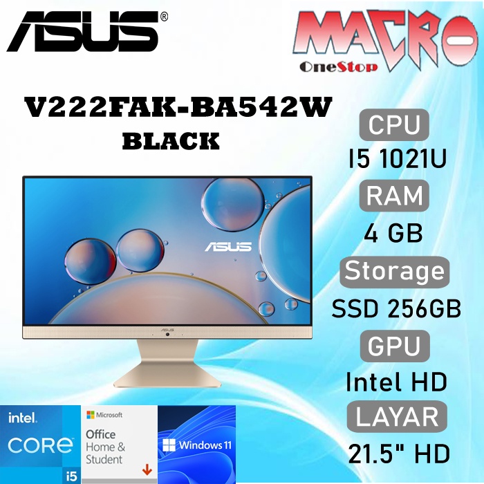ASUS AIO V222FAK-BA542W i5 1021U  4 SSD 256 GB , LED 21.5", Win11