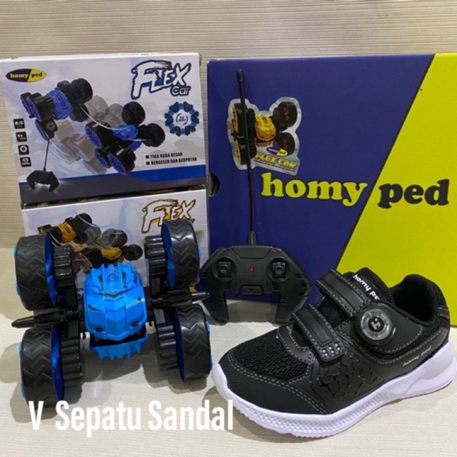 Sepatu Anak Homyped Berhadiah Mobil Flex Car 2020-Hitam/putih