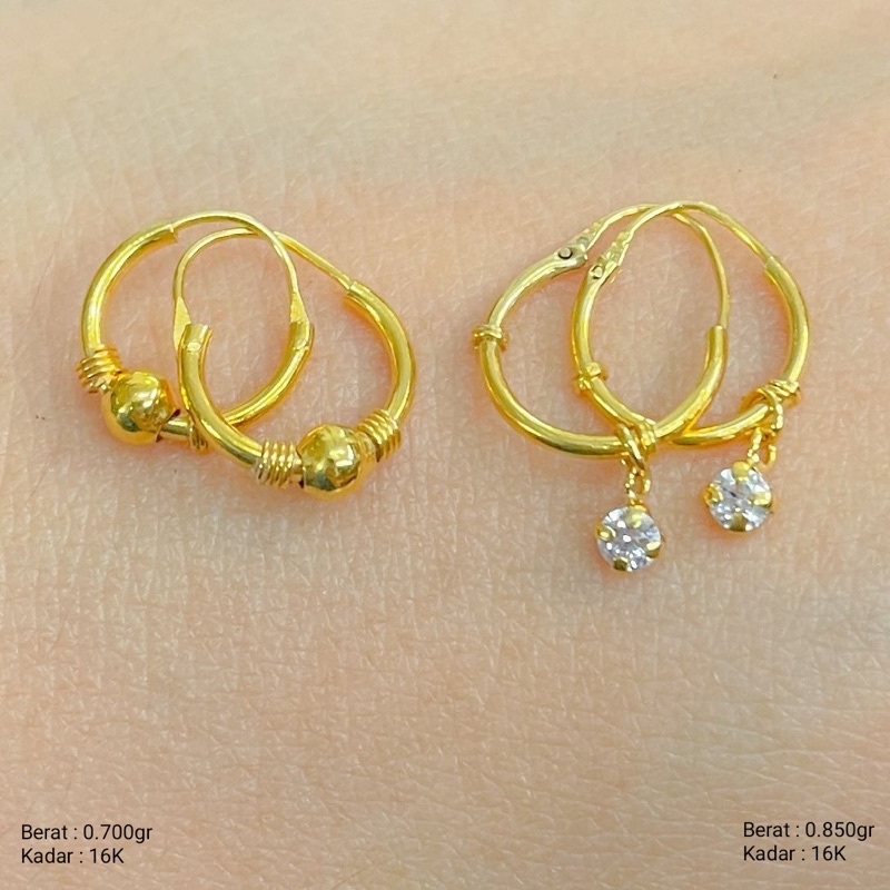 Perhiasan Anting Tindik Bayi Emas Variasi Bola Permata 16k / 700