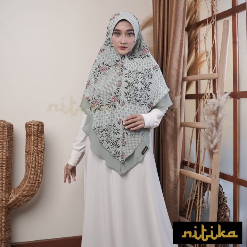 JILBAB SYARI MOTIF 2 LAYER CERUTI BABYDOLL ORI NITIKA