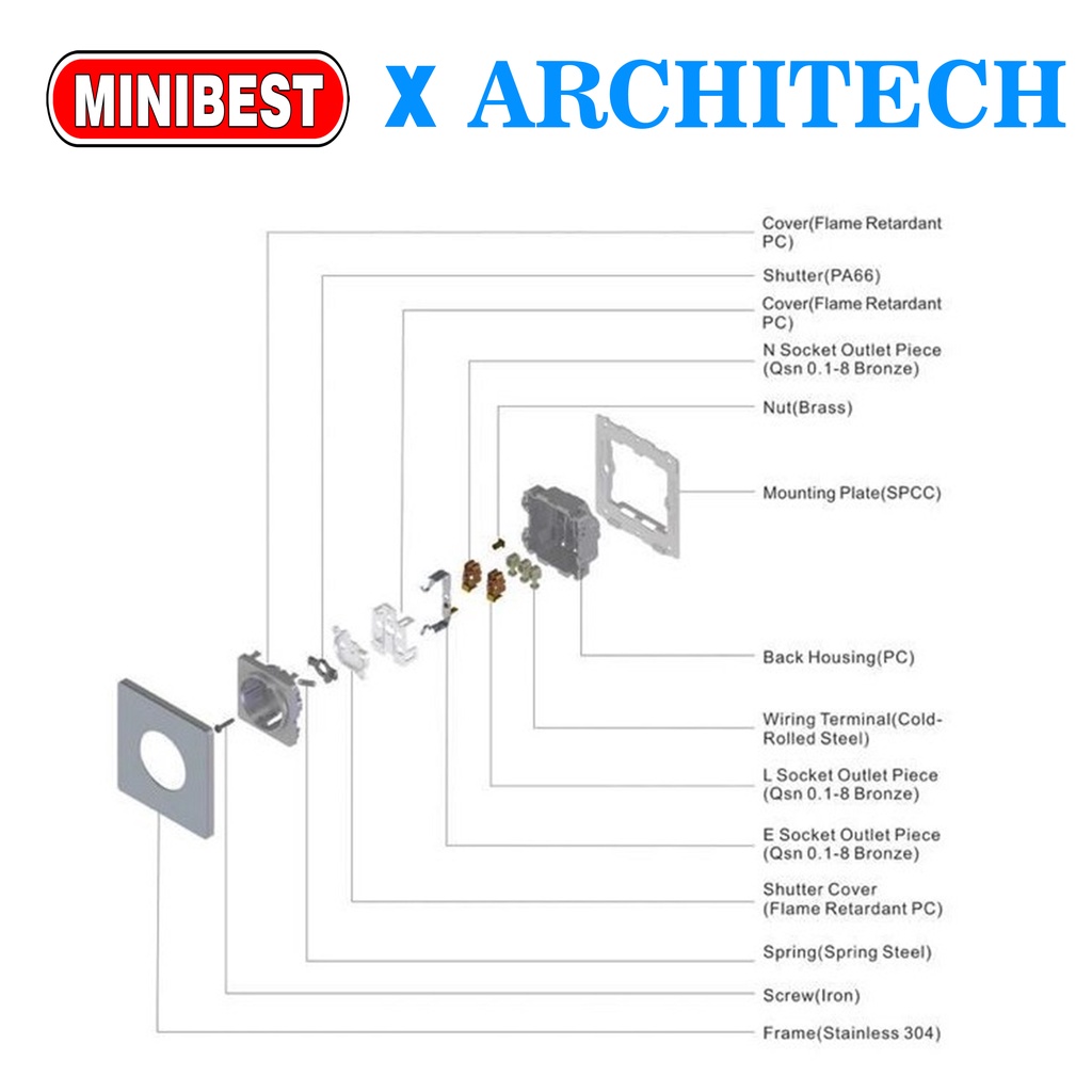 [MB] SAKLAR ARCHITECH STOP KONTAK PLATINUM BLACK B9 ARCHITECH  SAKLAR / SAKELAR / CETEKAN