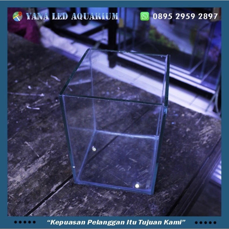 Aquarium kaca kecil soliter cupang gupy 12x12x17 5mm