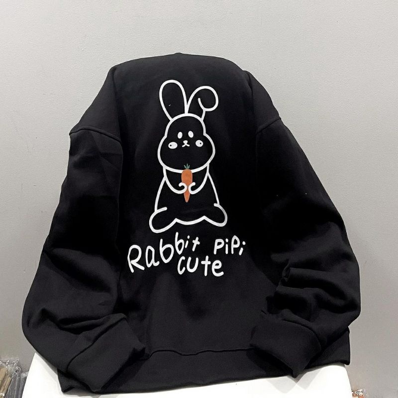 (S - 6XL) Zip Hoodie BUGS BUNNY RABBIT Cute Pipi Jaket Sleting Korean Style Jumbo BIGSIZE Sweatshirt Oversize Unisex