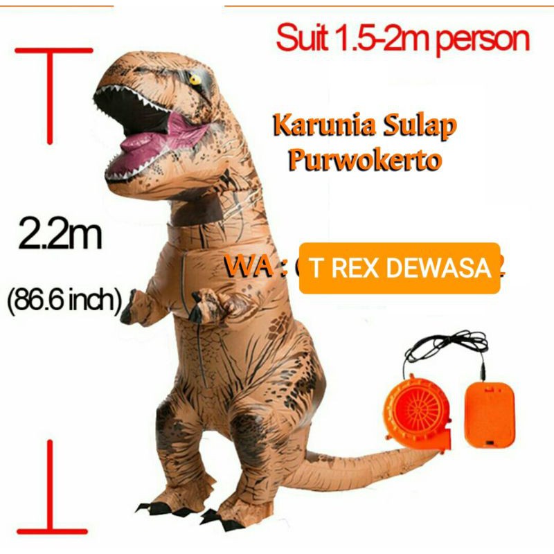 KOSTUM DINO T-REX COSPLAY BADUT PESTA DINOSAURUS T REX DEWASA CARNAVAL