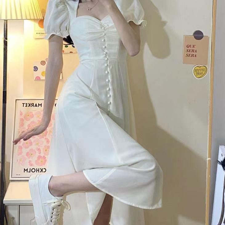 Recomended.. 2022 Versi Korea Baru Dress Lengan Pendek Putih