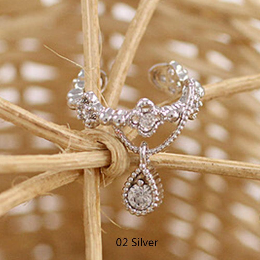 Timekey Anting Klip Tanpa Tindik Desain Teardrop Hias Berlian Imitasi Untuk Wanita A3K9