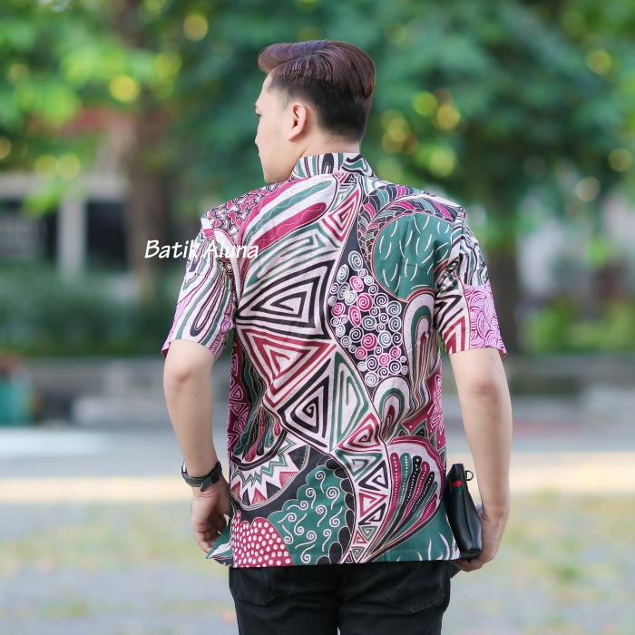 Kemeja Batik Pria Premium Lengan Pendek Baju Kerja Kantor Laki Laki  Original Full Furing PD 013