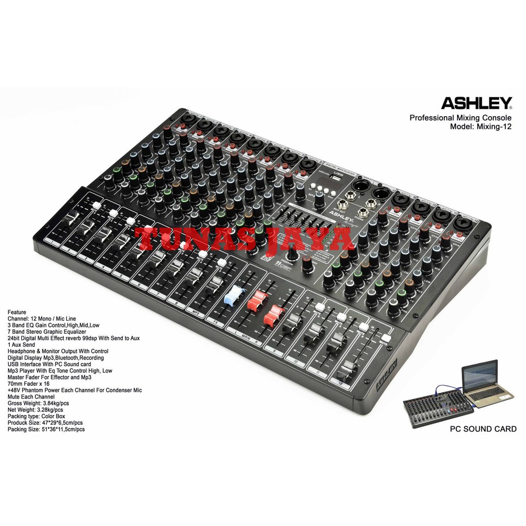 MIXER AUDIO ASHLEY MIXING 12 - MIXING12 ORIGINAL 12 CHANNEL