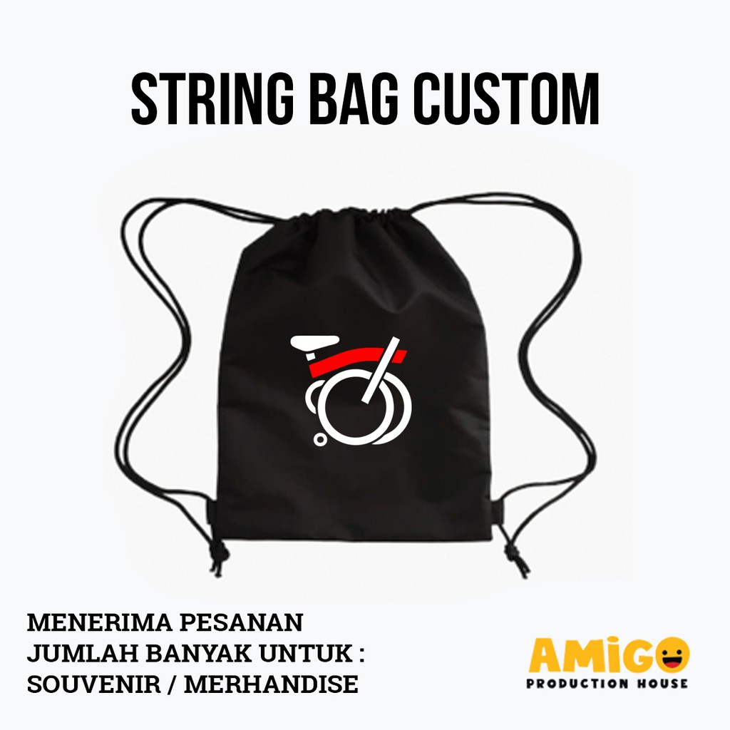 string bag tas serut custom sepeda komunitas tas olah raga sablon logo gambar