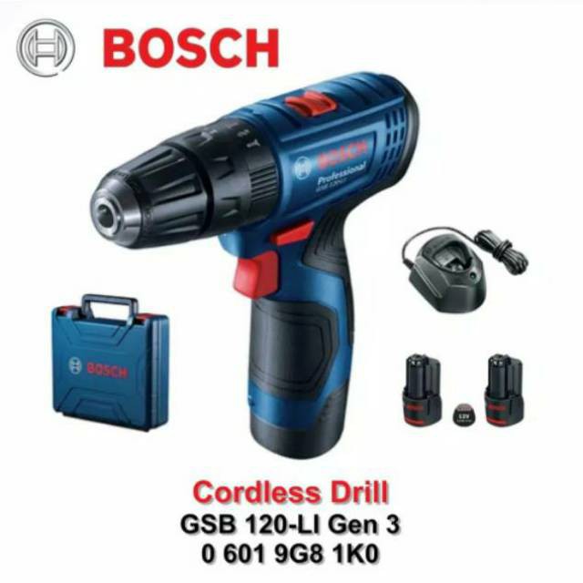 Bosch GSB 120 LI Cordless Impact Drill / Mesin Bor Tembok Baterai Bosch GSB 120-LI