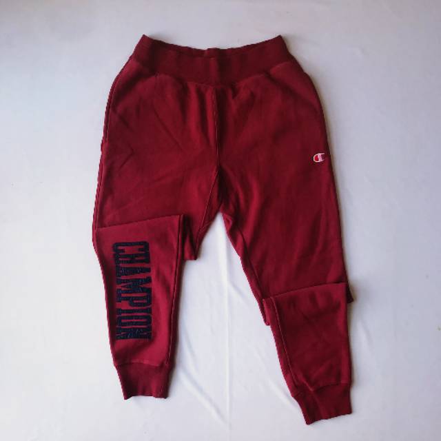 Champion Vintage Wash Reverse Weave Satin Block Logo Jogger Pants Cherry Pie