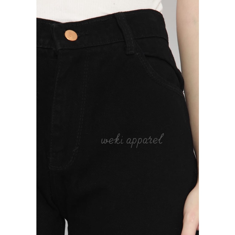 Weki Jeans Boyfriend Black Wanita Straight