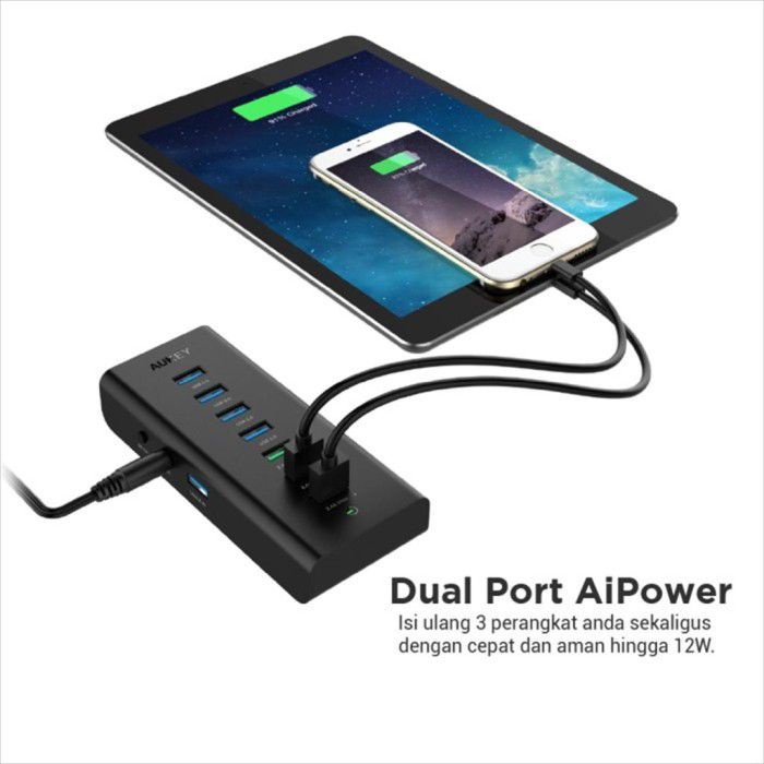 Aukey USB Hub with 3 Charging Ports &amp; 4 USB 3.0 - CB-H19 - 500933