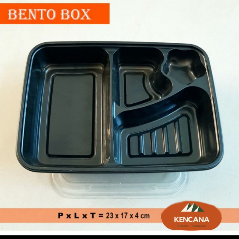 mika bento 4 sekat/ box bento plastik - mika plastik 50 pcs