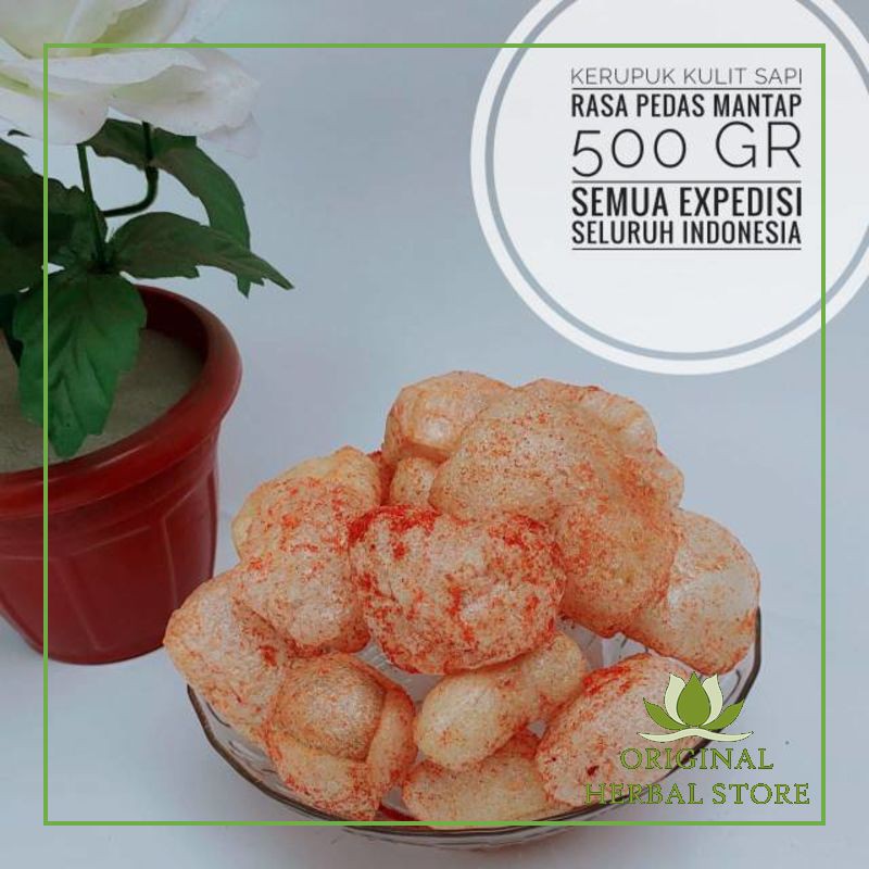 

Kerupuk Kulit Sapi Asli Matang Rasa Pedas Mantap 500 gr / Krupuk Rambak Sapi / Krecek / Cungur