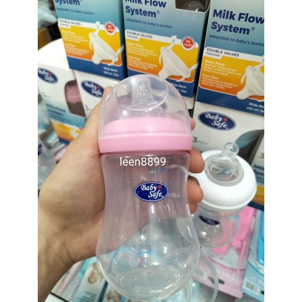 Botol Susu Baby Safe Milk Flow DOT Double Valves Natural BPA Free 250Ml WN02P