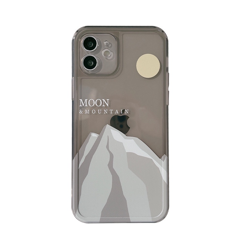 IPHONE Moon And Mountain Soft TPU Transparan Hitam Casing Ponsel Cover Untuk Iphone7 8 PLUS X XR XS 11 12 13 14 MINI PRO MAX SE 2020