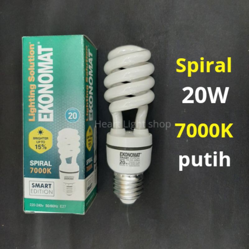 Lampu spiral 20w putih/lampu ulir 20w putih/ekonomat spiral 20w putih/plc ulir 20watt putih
