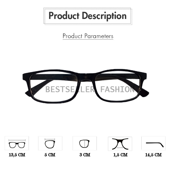 terbaru!! kacamata baca plus uk.+1.00 s/d +3.00 frame hitam gagang motif pria dan wanita tanpa case