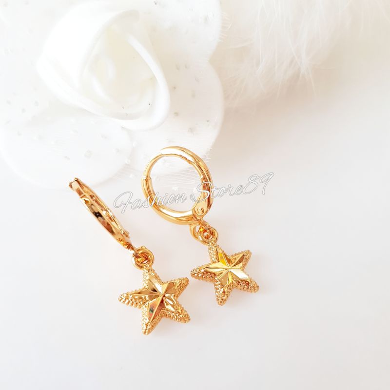 Anting Jurai Bintang ukir impor perhiasan dilapisi emas 18k xuping yaxiya bestquality