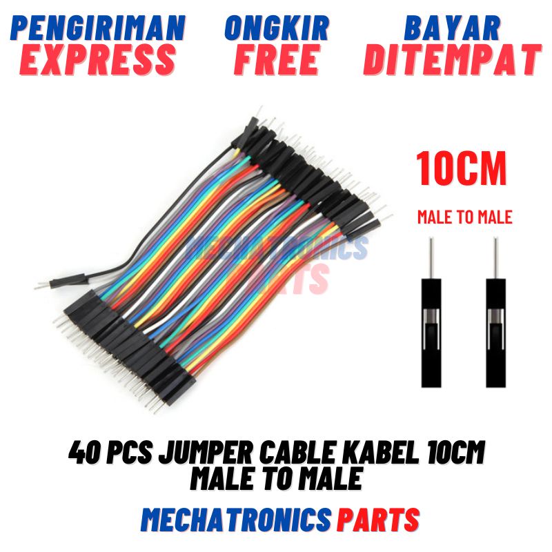 40PCS JUMPER CABLE KABEL 10CM MALE TO MALE DUPONT